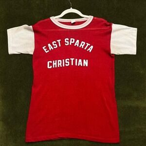 RARE TRUE VINTAGE GRAIL 1960s East Sparta Christian Ringer Tee - size S